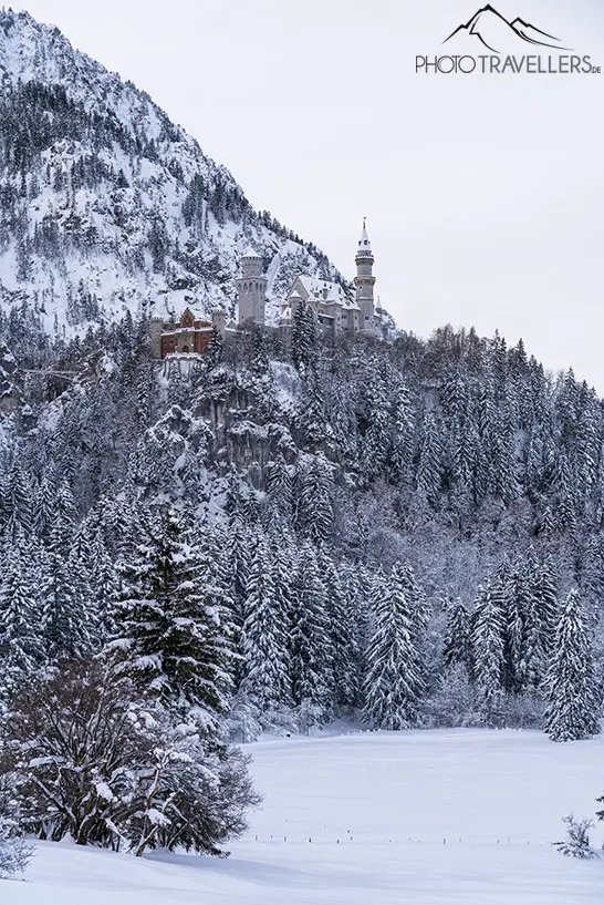 Blick auf Schloss Neuschwanstein im Winter