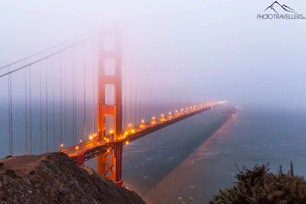 The Golden Gate Bridge in the fog