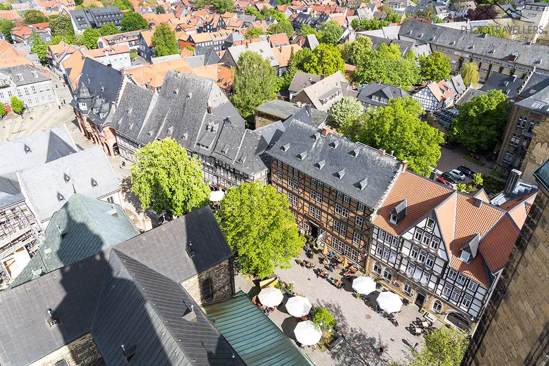 Der Blick von der Marktkirche St. Cosmas und Damian auf Goslar