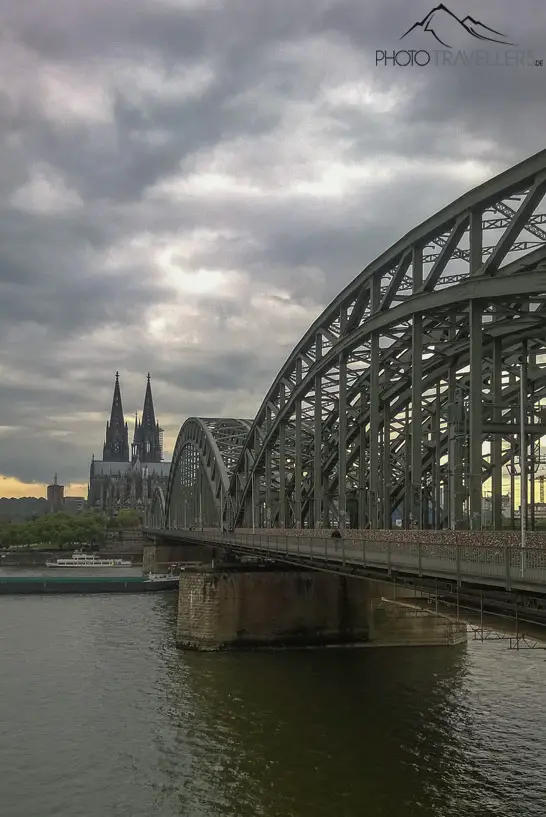 The Hohenzollern Bridge with a view of the Cologne Cathedral