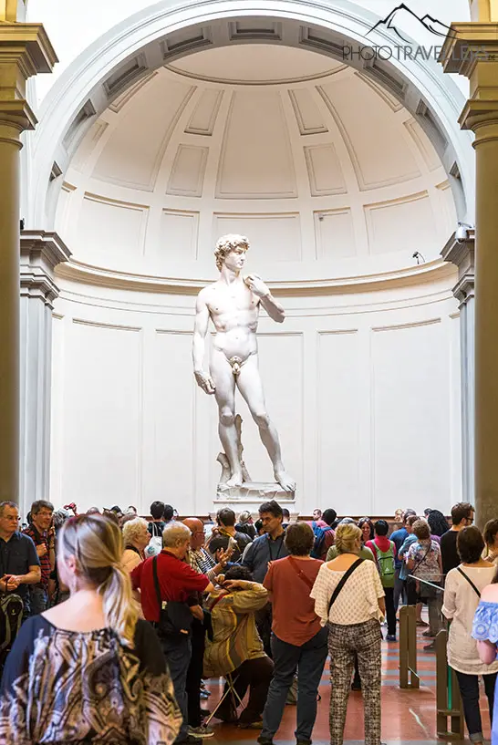 The famous David figure in the Galleria dell' Accademia