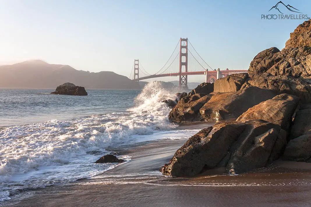 Blick auf die Golden Gate bridge vom Baker Beach