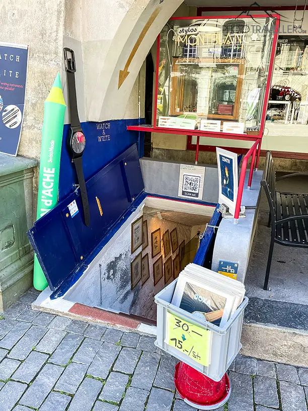 Blick auf ein Keller-Geschäft in Bern