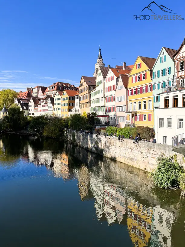 View of the Neckar and row of houses in Tübingen's Old Town
