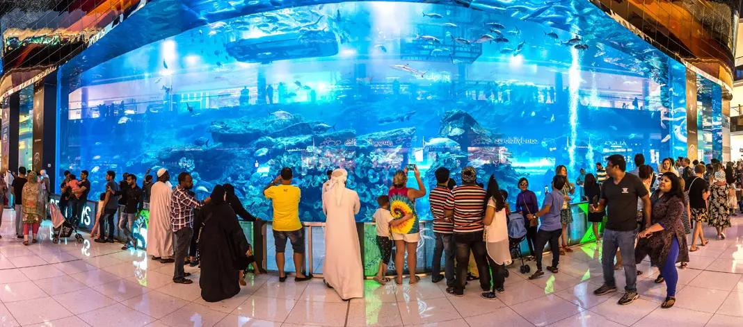 Menschen vor dem größten Aquarium der Welt