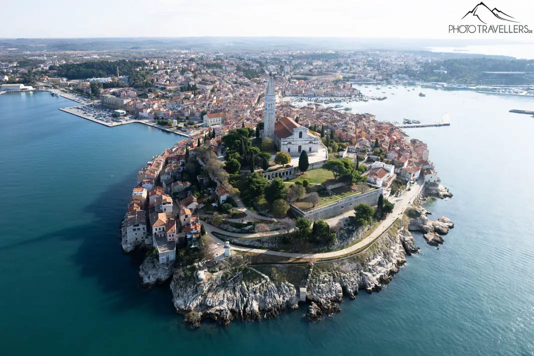 The old town of Rovinj from the air
