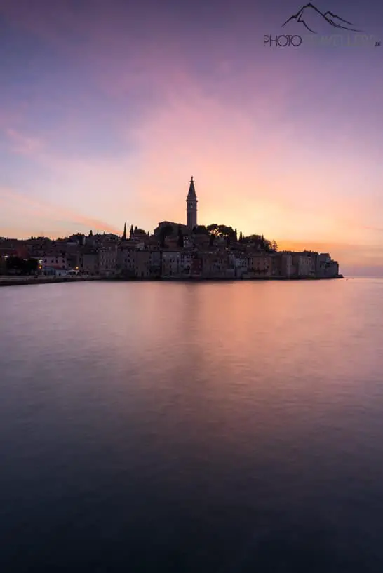 View of the town of Rovinj in the evening