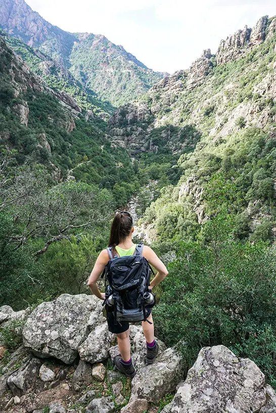 Biggi looks into the famous Spelunca Gorge in Corsica
