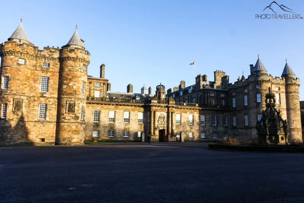 The Palace of Holyroodhouse from the outside in the evening sun