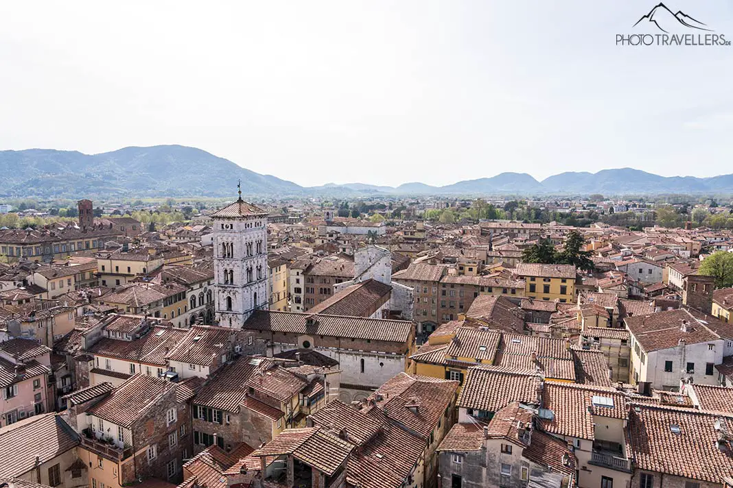 Der Ausblick vom Torre Delle Ore über Lucca am Nachmittag