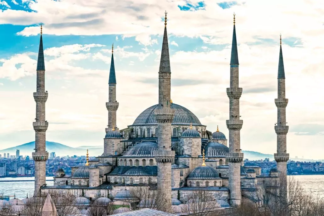 View from the top of the Sultan Ahmed Mosque with its towers