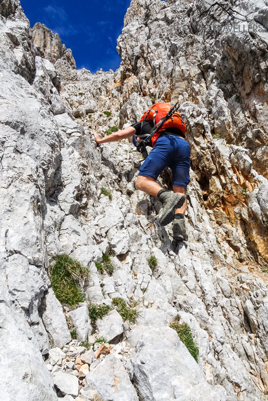 Flo beim Kraxeln am Hochwanner