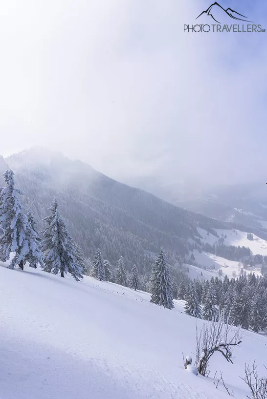 Der Blick im Winter über die Bayerischen Voralpen