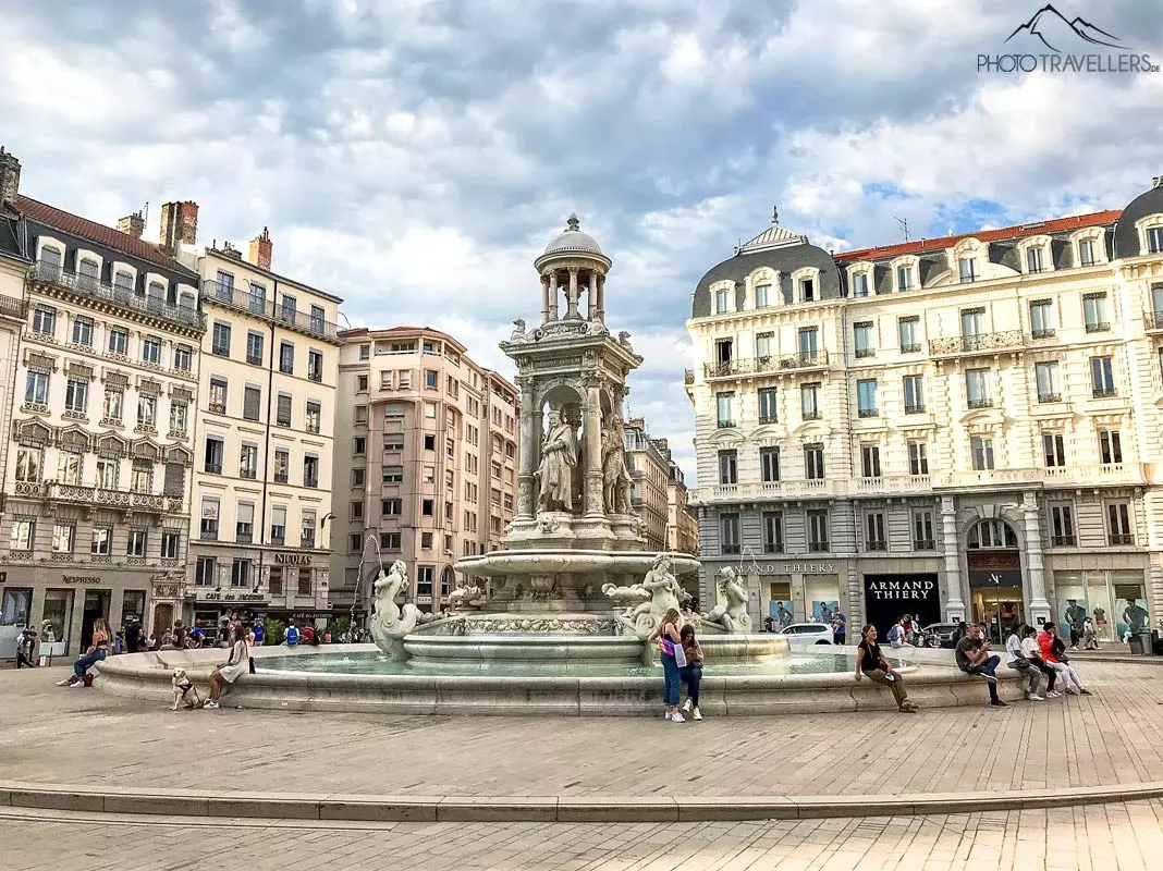 View of the Place des Terreaux with the Bartholdi Fountain