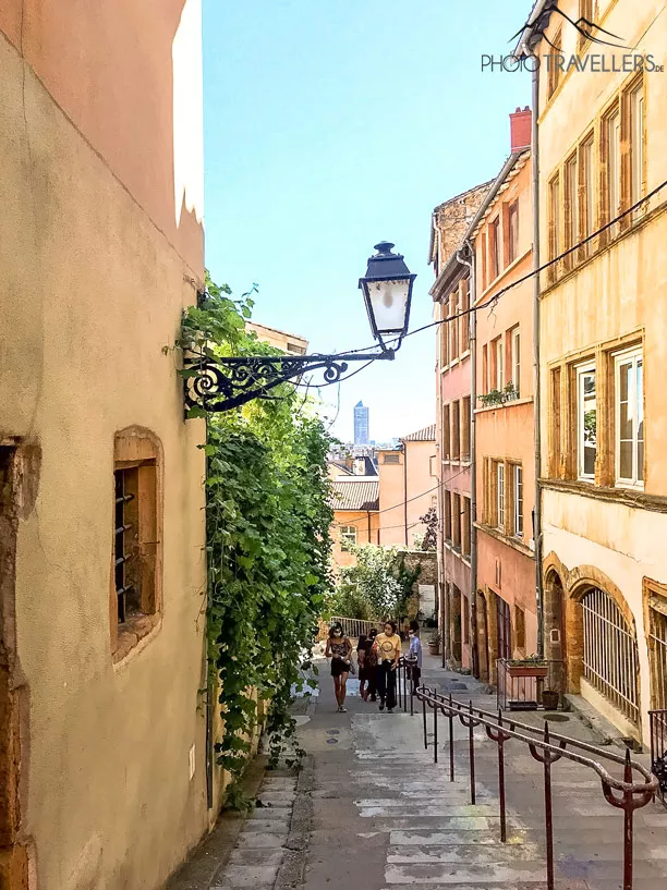 View into an alley in the Vieux Lyon quarter