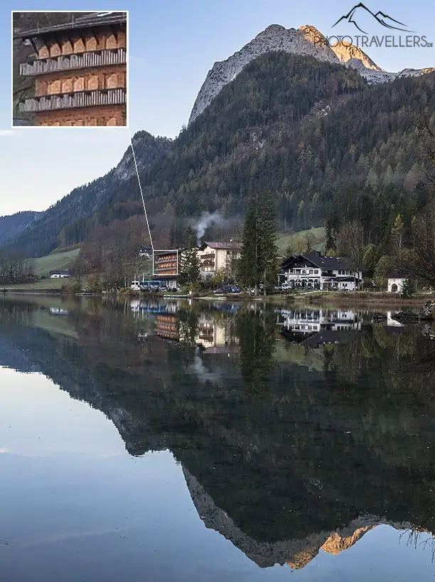 Die Häuser am Hintersee, fotografiert mit der Hauptkamera (2x) vom iPhone 14 Pro