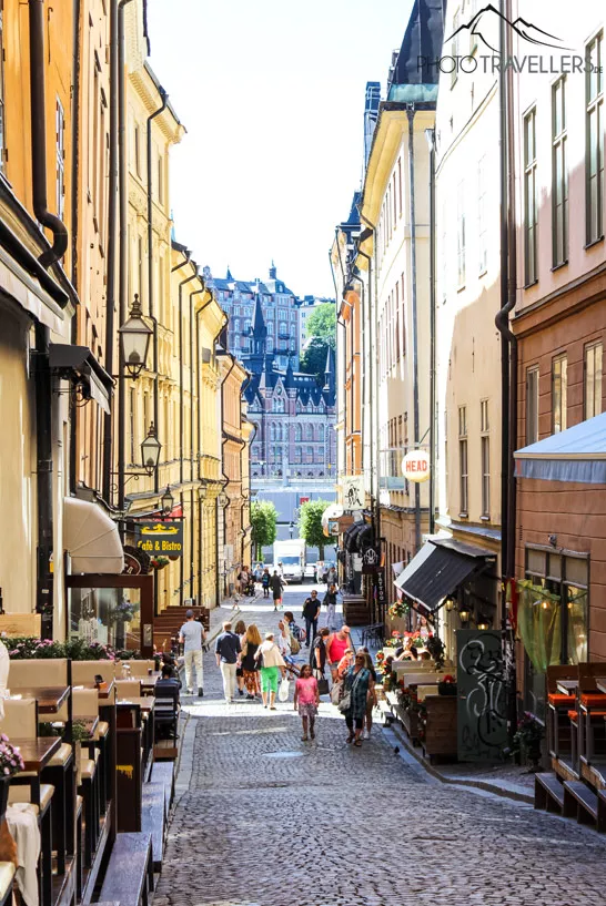 Blick durch die Gassen in der Altstadt von Stockholm