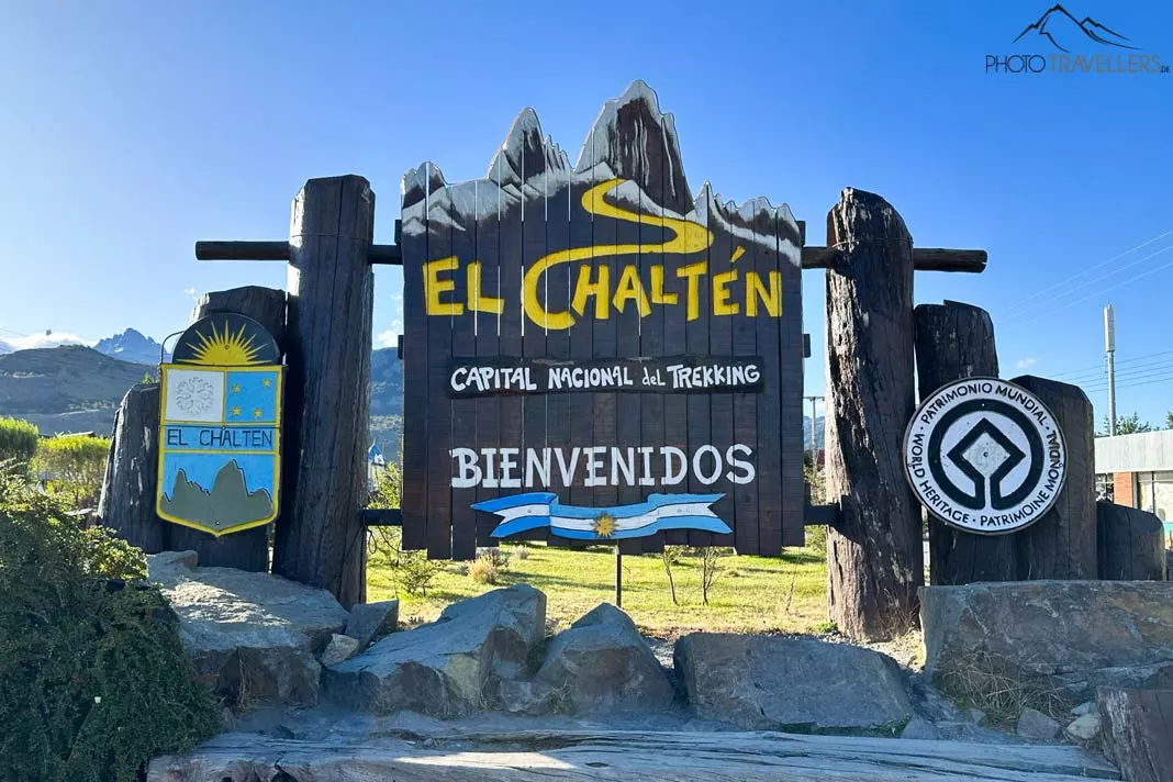 Das Ortsschild von El Chaltén