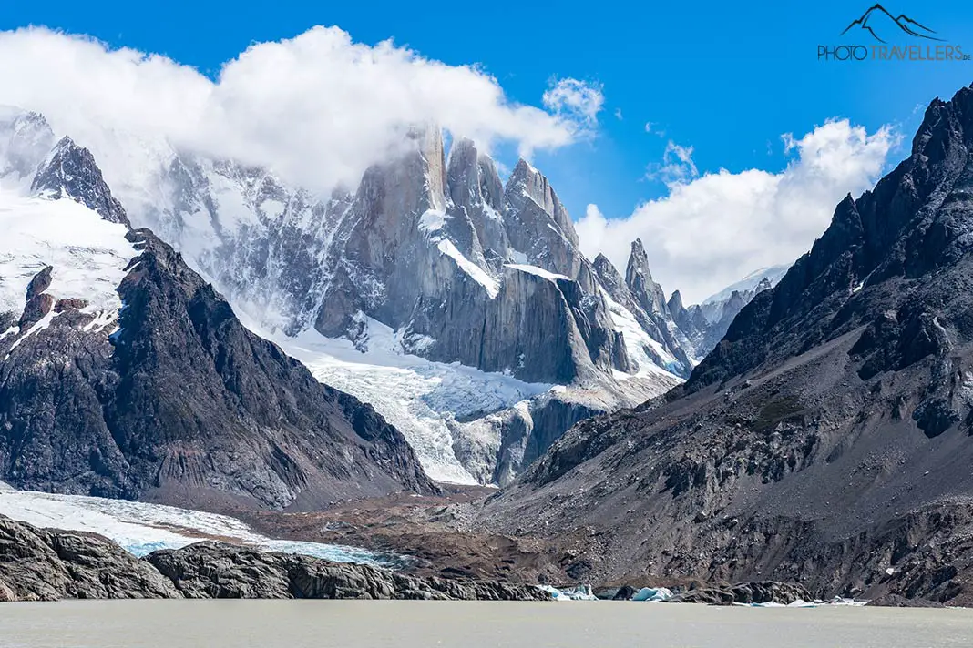 The view over the Laguna Torre to the Cerro Torre