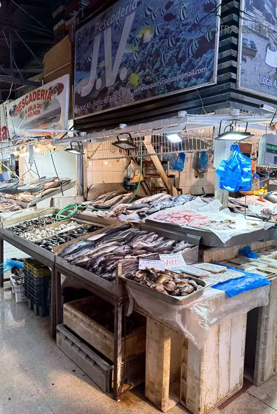 Ein Fischstand auf dem Mercado Central in Santiago de Chile