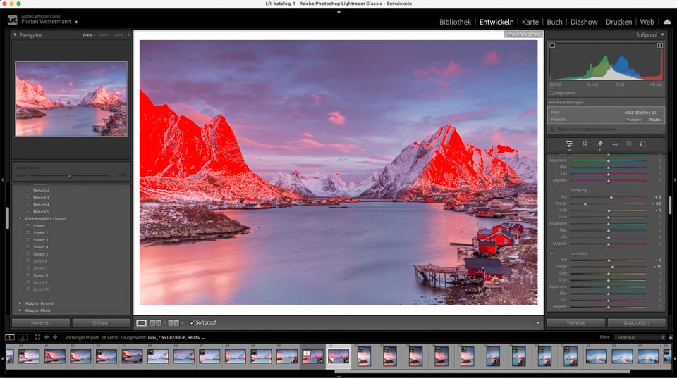 Zielmedien-Warnung in Adobe Lightroom