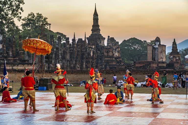 Aufführung im Geschichtspark Sukhothai, Thailand