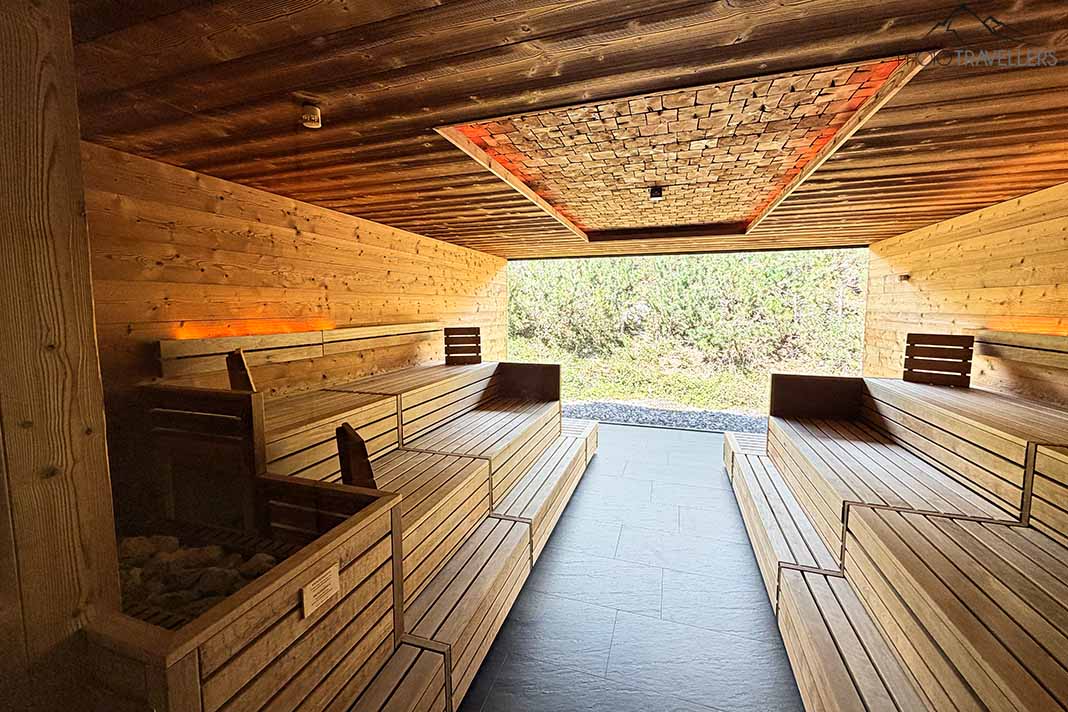 Eine der Saunen im Naturresort Puradies in Leogang