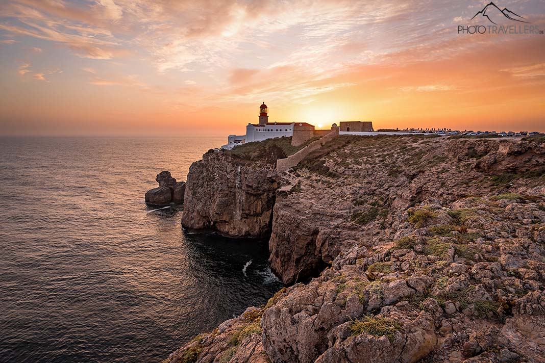 Das Cabo de São Vicente mit dem Leuchtturm im Abendlicht