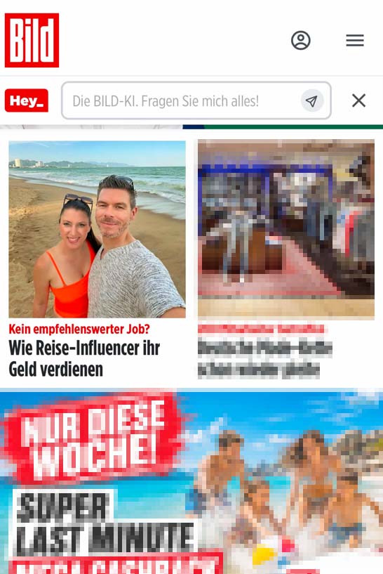 Die Reiseblogger Biggi Bauer und Florian Westermann in der BILD Zeitung